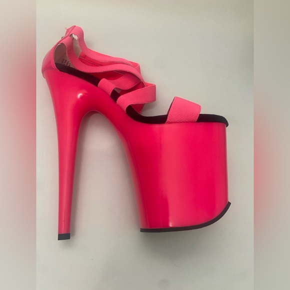 Pleaser Flamingo-869UV Neon Pink Platform Heels – Stripper Shoes - Picture 8 of 12